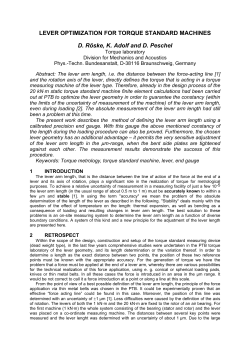 LEVER OPTIMIZATION FOR TORQUE STANDARD MACHINES D