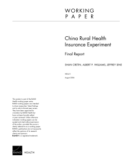 China Rural Health Insurance Experiment: Final Report