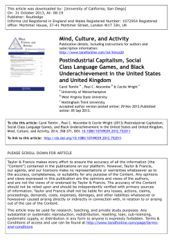 Postindustrial Capitalism, Social Class Language Games, and Black