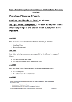 Topic 2 Treaty of Versailles and League of Nations Essay