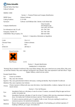 Material Safety Data Sheet Lithium Carbonate MSDS# 12880