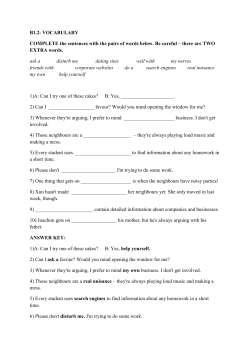 B1.2- VOCABULARY COMPLETE the sentences with the pairs of