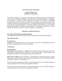 2014-2015 Faculty Achievements College of Liberal Arts