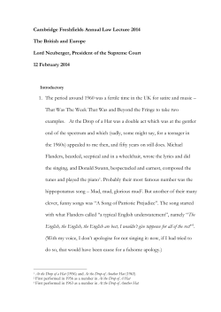 Cambridge Freshfields Annual Law Lecture 2014 The British and