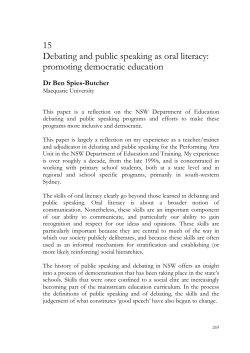 15 Debating and public speaking as oral literacy: promoting