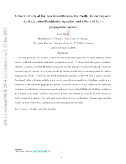 Generalization of the reaction-diffusion, the Swift