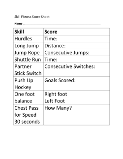 Skill Score Hurdles Time: Long Jump Distance: Jump Rope