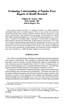 Evaluating Understanding of Popular Press - Deep Blue
