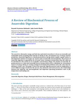 A Review of Biochemical Process of Anaerobic Digestion