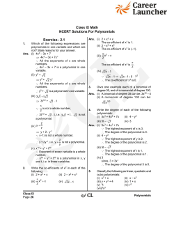Exercise&ndash; 2.1 Class IX Math NCERT Solutions For Polynomials