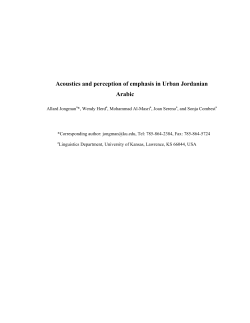 Acoustics and perception of emphasis in Urban Jordanian Arabic