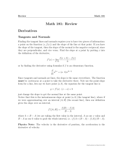 Math 181: Review Derivatives