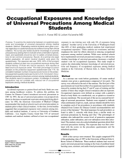 Occupational Exposures and Knowledge of Universal Precautions
