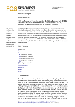 Conference Report: 1. Introduction