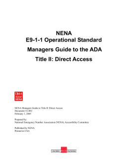 NENA E9-1-1 Operational Standard Managers Guide to the ADA