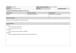 Inquiry: Establishing the purpose of the unit Body systems work