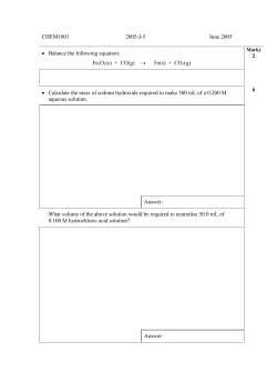 CHEM1001 2005-J-5 June 2005 • Balance the following equation