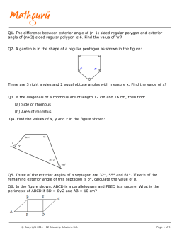 Q1. The difference between exterior angle of (n-1)