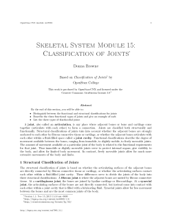 Skeletal System Module 15: Classification of Joints