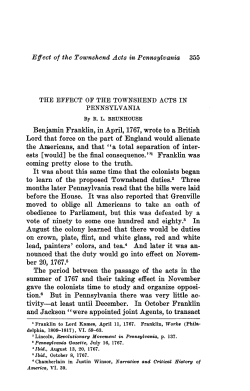 Effect of the Townshend Acts in Pennsylvania 355 Benjamin