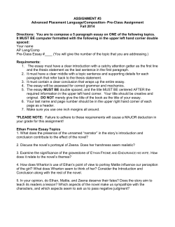 Pre-Class Assignment Fall 2014 Directions: You are to compose a 5
