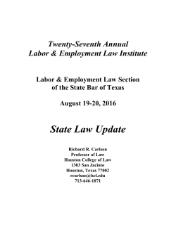 Professor Richard Carlson Paper - State Bar of Texas Labor and