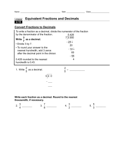 Equivalent Fractions and Decimals