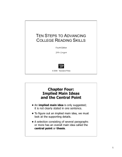 Implied Main Ideas and the Central Point - ACE-Comm