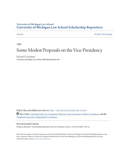 Some Modest Proposals on the Vice-Presidency