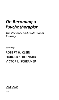 On Becoming a Psychotherapist