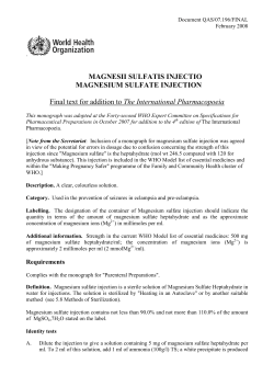 MAGNESII SULFATIS INJECTIO MAGNESIUM SULFATE
