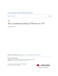 The Constitutional Status of Women in 1787