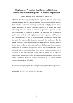 Employment Protection Legislation and the Labor Market Position of