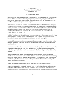 1 &ldquo;A twig of hope&rdquo; Westminster Presbyterian Church December 4