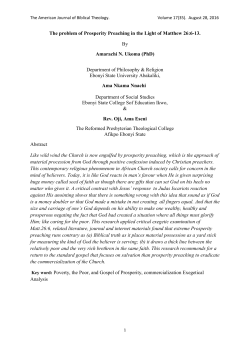 The problem of Prosperity Preaching in the Light of Matthew 26:6