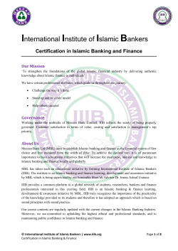 Certification in Islamic Banking and Finance