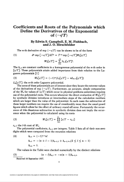 Coefficients and Roots of the Polynomials which of (-e/T)