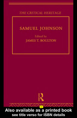 SAMUEL JOHNSON: THE CRITICAL HERITAGE