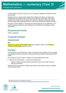 Year 3 Mathematics: Numeracy (PDF, 125 kB )