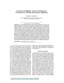 Focality and Mobility of Some Peri domestic Cockroaches in Florida
