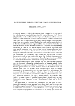 C.C. Uhlenbeck on Indo-European, Uralic and
