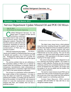 Service Department Update Mineral Oil and POE Oil Mixes