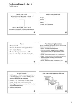 Psychosocial Hazards – Part 1