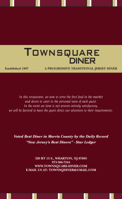 Menu - Townsquare Diner, Wharton NJ