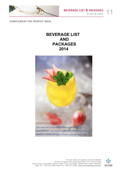 beverage list and packages 2014 - Kuala Lumpur Convention Centre