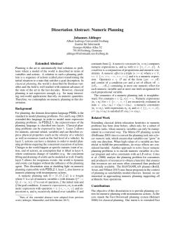 Dissertation Abstract: Numeric Planning