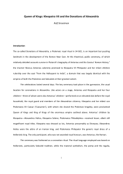 Queen of Kings: Kleopatra VII and the Donations of Alexandria