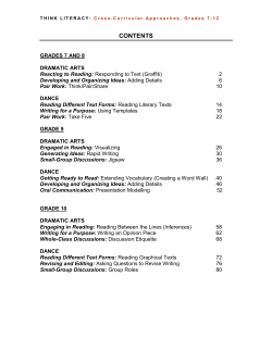 Drama and Dance, Grades 7-10