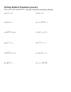 Solving Radical Equations practice