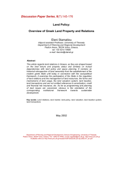 Discussion Paper Series, 8(7):145-176 Land Policy: Overview of